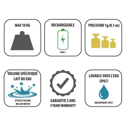 CRISTEL Balance de cuisine électronique rechargeable 10 kg Sale