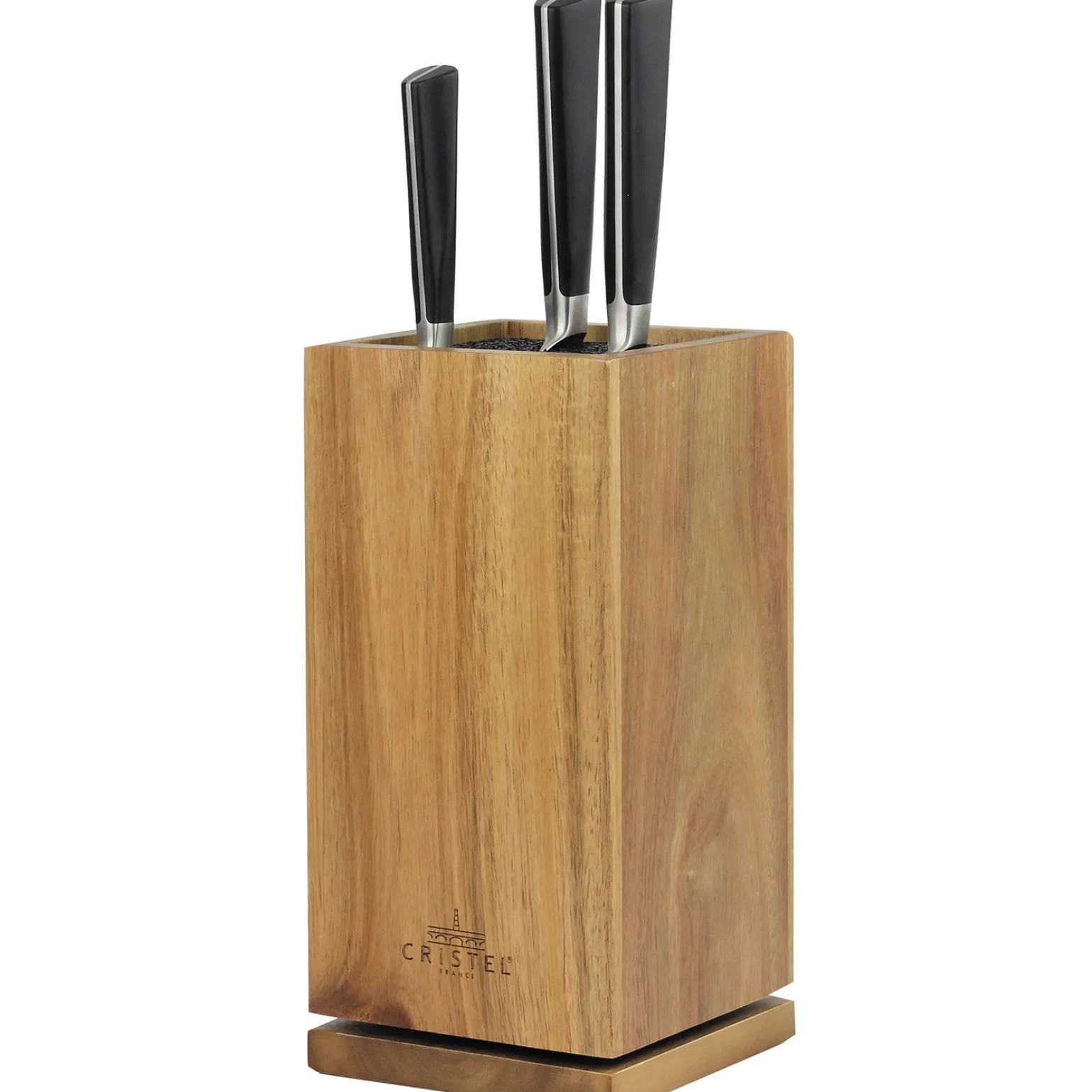 CRISTEL Bloc à couteaux rotatif en bois d'acacia Outlet