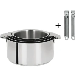 CRISTEL Set de 4 casseroles inox + 2 poignées amovibles Zénith Discount