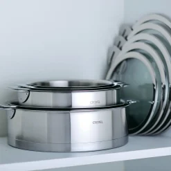 CRISTEL Set de 3 casseroles inox brossé + 1 poignée amovible Zénith Shop
