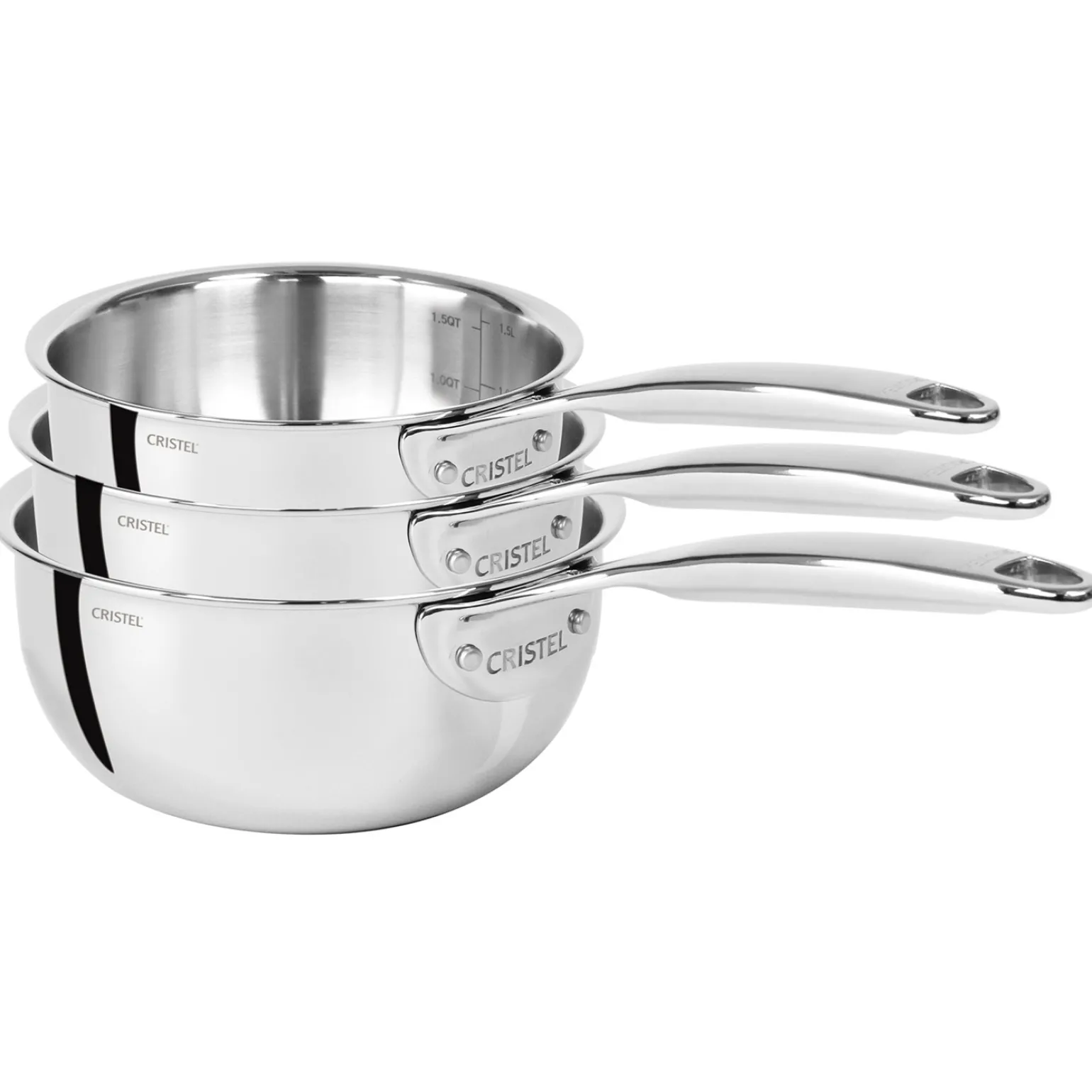 CRISTEL Série de 3 casseroles inox Fashion